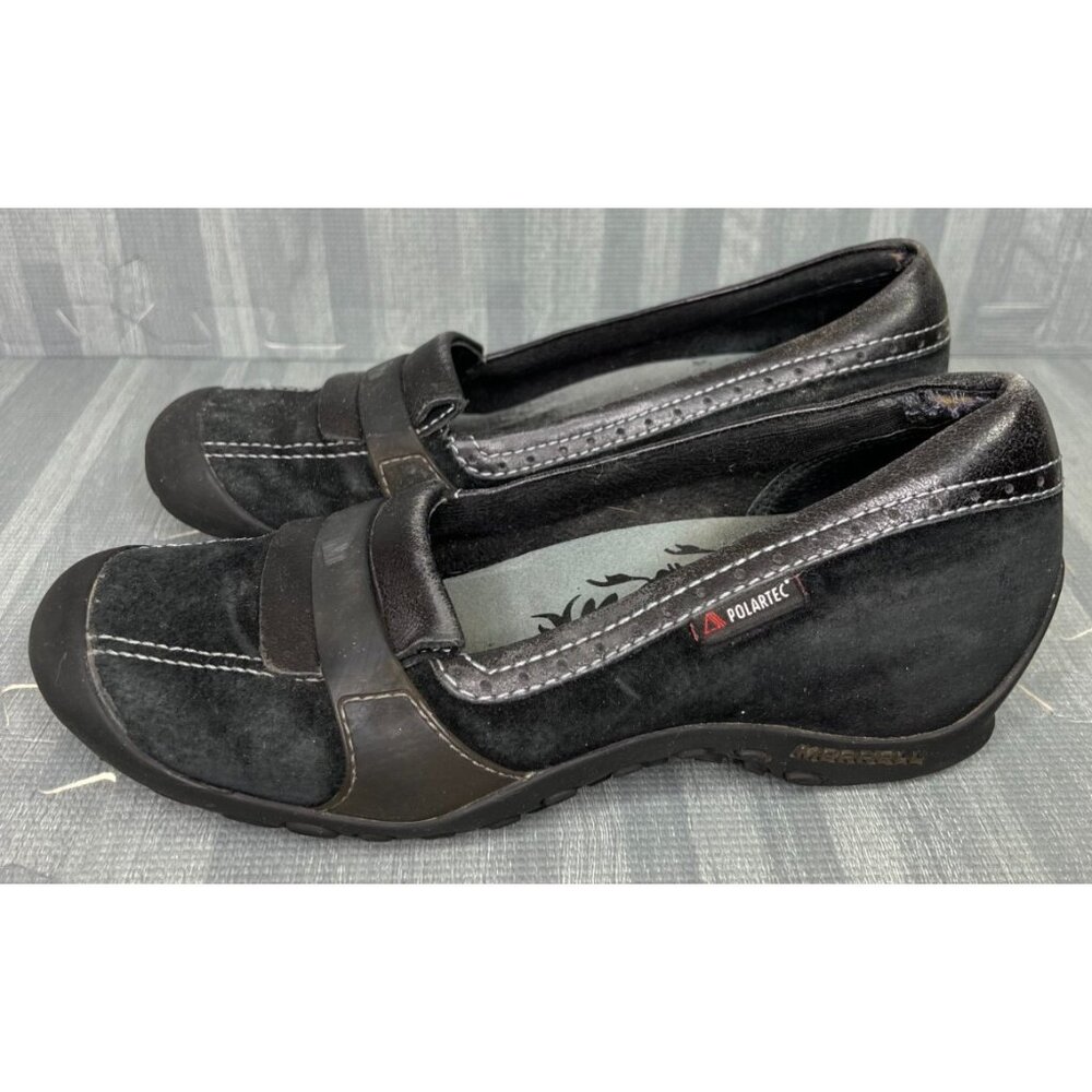 Merrell Plaza Moc Slip-On Shoes Women’s 8.5 Black Suede